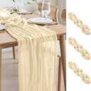 Asee'm 3pcs Cheesecloth Table Runner 120 Inches Long Beige Boho Gauze Cheese Cloth Runner 10FT Rustic Sheer Table Runners for Christmas Wedding Party Baby Shower Spring Easter Decoration