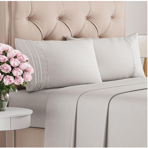 Queen Size 4 Piece Sheet Set  Comfy Breathable & Cooling Bed Sheets Set  Hotel Luxury Bedding for Women, Men, Kids, Teens, Boys & Girls  Deep Pockets, Soft, Wrinkle Free  OekoTex  French Grey