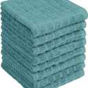 Premium Dish Towels (12x 12, 8 Pack) | Cotton Kitchen Hand Towels | Kitchen Towels | Highly Absorbent Tea Towels Set | Aqua