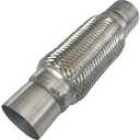 Heavy Duty Double Braided Stainless Steel Exhaust Flex Pipe with 2.5" ID / 8" Braided Length / 12" Overal Length, 2.5x8x12
