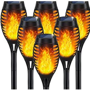 IkeeRuic Solar Lights Outdoor, Solar Torch Light with Flickering Flame for Halloween Decor, Solar Garden Lights, Waterproof Outdoor Lighting, Flame Torches for Outside Patio Pathway Yard Decorations