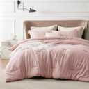 Bedsure Queen Comforter Set - Pink Soft Bedding for All Seasons, Cationic Dyed Bed Set, 3 Pieces, 1 Queen Size Comforter (90"x90") and 2 Pillow Shams (20"x26"+2")