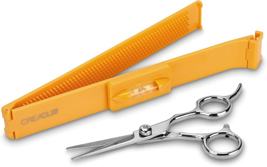 Original CreaClip MEDIUM and Scissors For FINE, THIN HAIR - As seen on Shark Tank - Hair Cutting Tool for Layers Bangs Split Ends Kids Hair Cut, Hair Cutting Guide