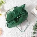 DRESHOW Fascinators Hats for Women Tea Party Hat Vintage Derby Pillbox Kentucky Hat Church Cocktail Headwear (Green)