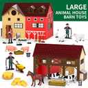 Pupu Pig Farm Animals Barn House Toys - Kids Tractor Toy with Lights & Sound, Horse Stable, Cowshed, Chicken Fence, Animal, Farm Accessories, Easter Birthday Gifts for Boys Toddlers Ages 3+