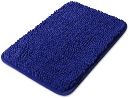 Yeaban Small Bathroom Rugs 12"x18" – Thick Chenille Bath Mats | Absorbent and Washable Bath Rug Non-Slip, Plush and Soft Rugs for Bathroom, Shower(Royal Blue)
