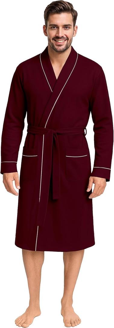 NY Threads Men's Robe Cotton Blend Knit Bathrobe, Size L