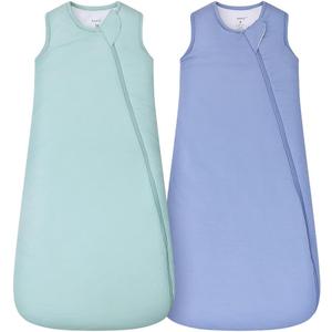 HAPIU Unisex Rayon Made from Bamboo Baby Sleep Sack TOG 1.0, 2-Way Zipper YKK, Wearable Blanket Baby (18-36 months, Sage & Moonlight Blue)