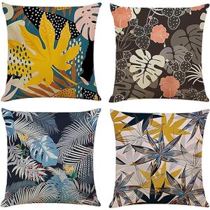 Tropical Plants Blue Outdoor Cushion Covers 16x16inch Throw Pillow Covers Set of 4 40x40cm Decorative Pillow Cases with Invisible Zipper,Velvet Cushion Covers for Sofa Couch Bed Chair Living Room
Sets with 4 Throw Pillow