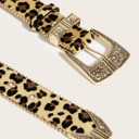 2 x FGSS Women's Leopard PU-Leather-Belt - Fashion Waist Belt with Chic Metal Buckle for Jeans Dress Pants (28"-38")