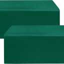 HolidayIdeas Fitted Green Table Covers - 96 x 30 Inch - 2 Pack Rectangle Tablecloths for 8 Foot Folding Tables, Polyester Fabric Table Cloth for Craft Show, Trade Show, Graduation Party