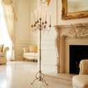 9-Arm Floor Candelabra, Adjustable Bronze Candle Holder