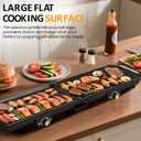 Electric Griddle Indoor, 1600W Large Flat Top Grill with 17.5" x 9" Nonstick Plates, 2 Cooking Zone with Adjustable Temp, Pancake Egg Maker with Drip Tray, Indicator Light