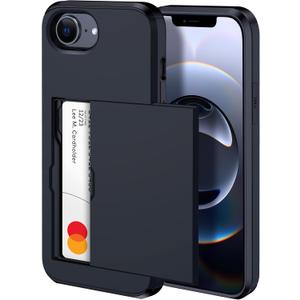 harusaki for 2025 iPhone 16e Wallet Case with Hidden Card Slot - Wireless Charging Compatible iPhone 16e Case with Card Holder for Men and Women (Black)