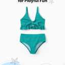 PATPAT Family Matching Summer Swimsuits, Two Piece Bathing Suits Tropical Plant Floral Print Swim Trunks Shorts (3-4T, Mint Green)