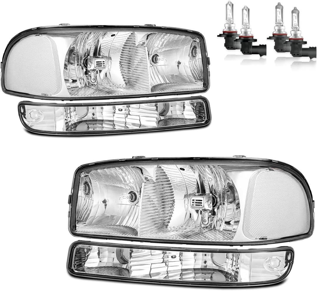 Headlights with Bulbs for 1999-2007 GMC Sierra, 2000-2006 GMC Yukon