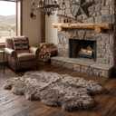 Premium 100% Genuine Sheepskin Area Rug 4x6 ft – Quad Soft & Fluffy Lambskin Rug Living Room – Made in Argentina (Beige)