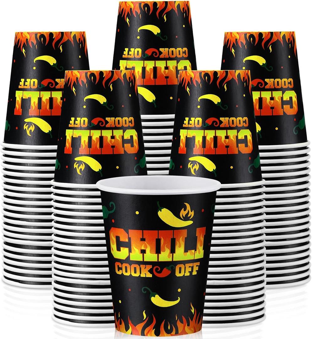 100 Pcs 9 oz Chili Tasting Cups Large - Mexican Cook off Party Supplies, Disposable, Cinco De Mayo Decorations (Novel)