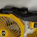 Battery Operated Fan for Dewalt 20V Max Battery, 5.7m/s High Speed Rechargeable Portable Fan with USB Powered & 4 Speed & 2 Light for Camping, Workshop, Garage, Jobsite (Not Included Battery) - Yellow
