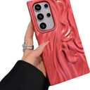 Caseative for Samsung Galaxy S24 Ultra Case,Pleated Water Ripple Chrome Wave Pattern Soft Phone Case (Red,S24 Ultra)
