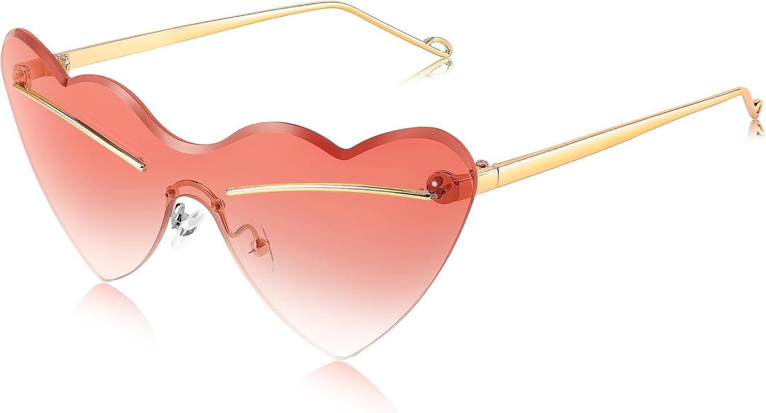 FEISEDY Heart Shaped Sunglasses, Fashion Love Eyeglasses for Women UV400, Cutting Lens Sun Glasses B4130 (Pink)