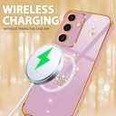 Petitian for Samsung Galaxy A14 5G Case, Cute Women Girls Bling Glitter Heart Designed Cases for Galaxy A14 5G, Girly Gold Plating Cover for Samsung A14 5G Purple