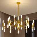 KELUOLY Modern Gold Chandelier, 39.3" Living Room Lighting Fixture 40-Lights Candle Mid Century Chandeliers, Large Metal Industrial Pendant Light for Kitchen Island Foyer Dining Room Bedroom