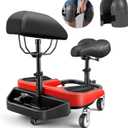 Kneeling Sitting Creeper with Chest Support, Rolling Knee Pads with Adjustable Seat & Tool Tray, 3-Inch Multi-Terrain Casters & Anti-Flip Protection for Tile Flooring, Auto Repair & Gardening