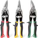 HURRICANE 3 pc Aviation Tin Snips Set, 10 inch Metal Cutter Shears for Cutting Sheet Metal, Cr-V Blades, Straight Left and Right Aviation Snips, with Ergonomical TyreGrip Handle and Safety Latch