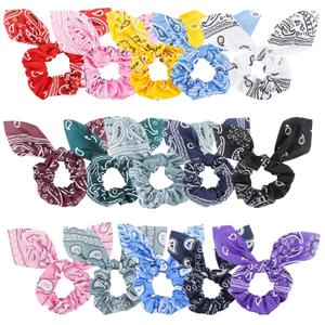 Ondder Hair Scrunchies - 15 Pcs Bow Ribbon Scrunchies with Elastic Hair Ties, Ponytail Holders & Hair Accessories for Women, Girls, and Kids - Black
