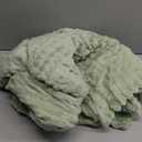 Linecooo Sage Green Fleece Throw Blanket 50”×60” for Couch Sofa Bed, Super Soft Cozy Plush Microfiber Flannel Blanket with Stripes Design Lightweight for Adults, Woman, Girls