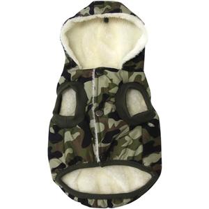 Fleece Lining Extra Warm Dog Hoodie in Winter for Small Dogs Jacket Puppy Coats with Hooded,Green Camo M