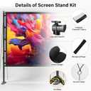 Outdoor Projector Screen with Stand 100 Inch, 16:9 Portable 4K HD Indoor Movie Screen, Large Double-Sided Washable Screen with Carry Bag, Sandbags for Backyard, Camping, Home Theater