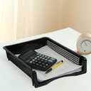 Stackable Paper Tray Set of 6, Black Plastic Letter Tray Basket