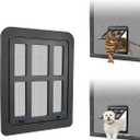 NAMSAN Cat Screen Door, Flap Opening 8.3 x 10.3 inches, Doggie Door for Screen Door, Window Cat Door Magnetic Self-Closing, Cat Door for Sliding Door, Lockable, Black
