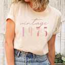 50th Birthday Gift for Women Vintage 1975 Shirt Letter Print Retro Party Tops Casual Short Sleeve Tee (Medium)