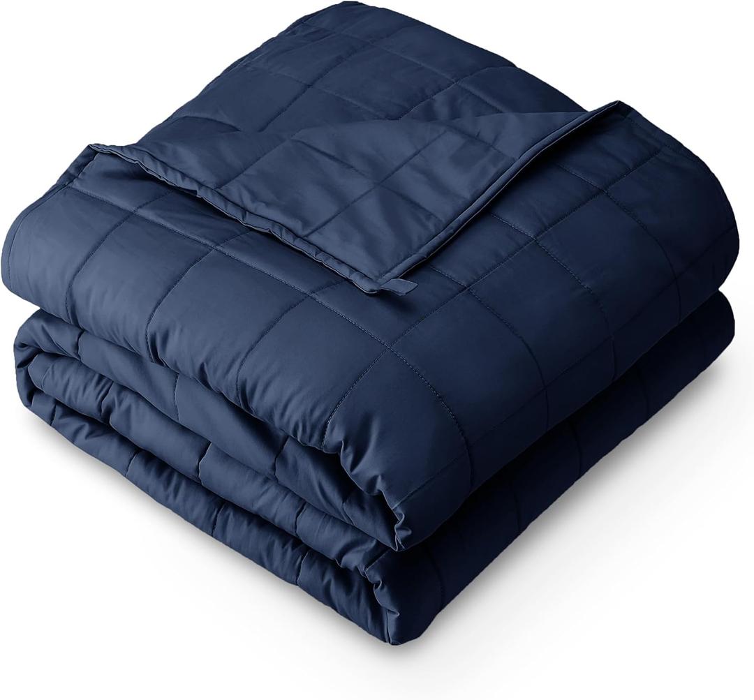 Bare Home Weighted Blanket All-Natural 100% Cotton with Nontoxic Glass Beads 60"x80" 17lbs, Dark Blue (60" x 80" 17 lbs, 05 - Cotton Dark Blue)