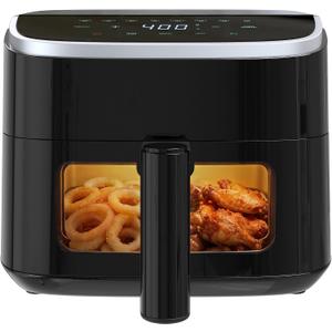 OLIXIS 4QT Air Fryer with Visible Window, 1500W Digital Touchscreen Air Fryer with 8 Presets, Auto Shut Off & Nonstick Dishwasher Safe Basket, 60-Min Timer, Max 400F, Black