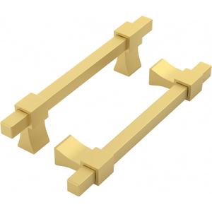 Haidms 10 Pack Gold Cabinet Handles Adjustable Cabinet Pulls, 1-3/8" to 4" (35-102mm) Hole Centers Square Drawer Pulls for Kitchen