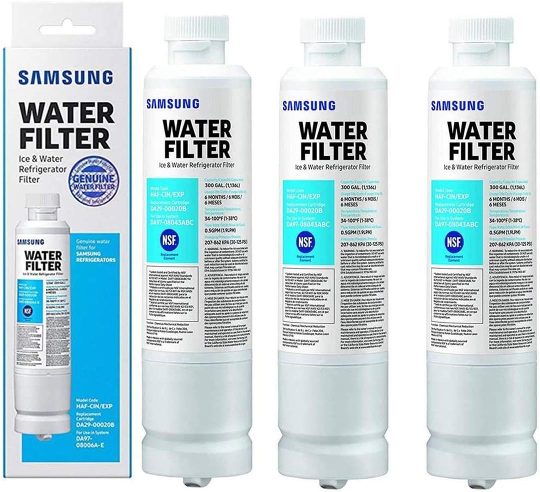 Samsung NSF 53&42 Certified DA29-00020B Refrigerator Water Filter Replacement for Samsung DA29-00020A/B,DA29-00020A,HAF-CIN, HAF-CIN/EXP, DA97-08006A, Kenmore 46-9101,RF28HMEDBSR (Pack of 3)