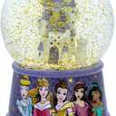 Silver Buffalo Disney Princess Castle Featuring Cinderella, Aurora, Belle, Ariel, and Jasmine Light Up Snow Globe, 100mL