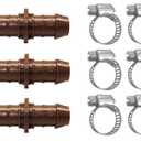 LECTO Universal 5/8", 1/2", .700" Drip Line Repair & Extension Kit – 3 Pack Plastic Couplers with 6 Stainless Steel Hose Clamps