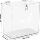 Hooqict Clear Acrylic Card Box with Lock and Slot, Thick DIY Wedding Gift Card Box for Party, Graduation, Wedding Reception, Retirement, Bridal or Baby Shower, Raffle Ticket Money Envelope Holder