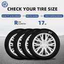 17 Inch Gloss Silver Sporty 10-Spoke Design Universal Wheel Covers Hubcaps for Steel Wheels, Set of 4, Patented Adjustable Snap-On Design, Tool-Free Install