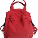 Small Boho Canvas Backpack for Women Vintage Style Outdoor Travel Bag Casual Daypack Grunge Aesthetic Hippie Y2K Backpack (Red,One Size)