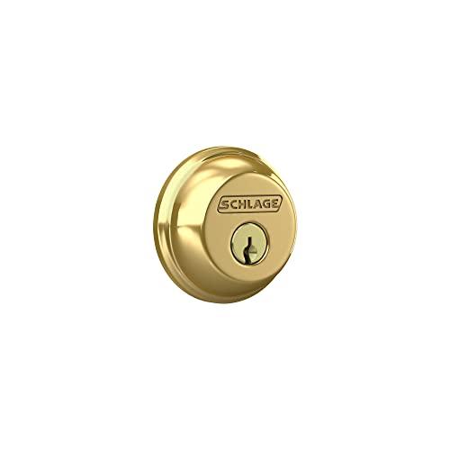 SCHLAGE B60N505 Deadbolt, Keyed 1 Side, Bright Brass - Door Dead Bolts