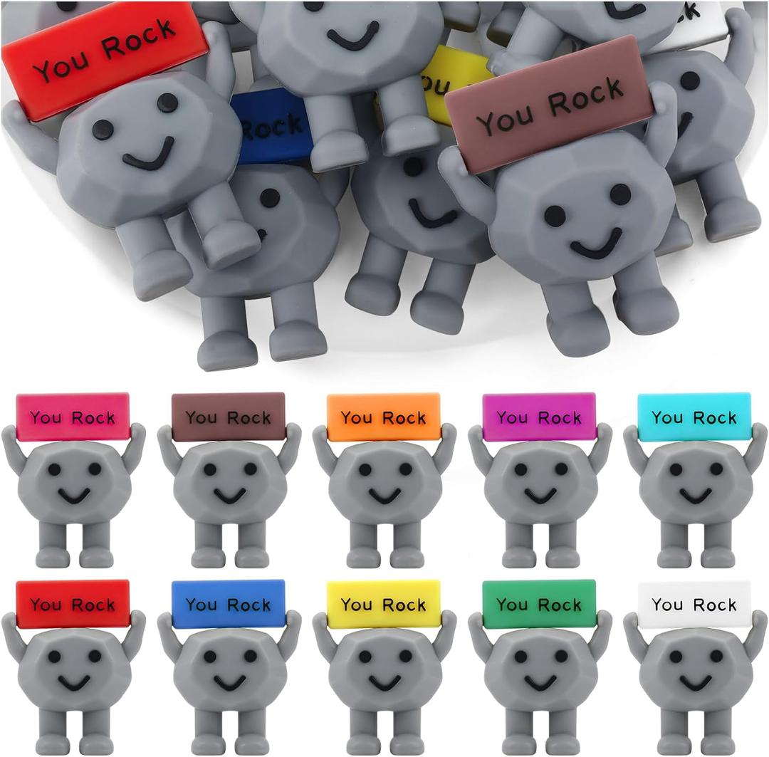 10 Pcs You Rock Mini Figures Desk Decor Inspirational Party Favors Encouragement Birthday Gifts for Women Men Motivational Rubber Rock Gifts for Friend Colleague Team Staff Teachers Multicolor