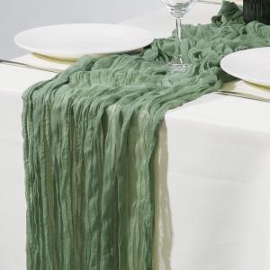 4 Pack Sage Green Cheesecloth Table Runner 120 inches Spring Cheese Cloth Rustic Boho Gauze Table Runners 10ft Light Green for Wedding Bridal Baby Shower Party Home Decor Holiday Decoration