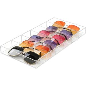 Acrylic Sunglasses Organizer, 6 Slot Clear Eyeglasses Storage Case, Stackable Eyewear Display Tray for Sunglasses, Eyewear, Jewelry, Makeup, Watch