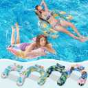 ANNIL3 Pack Adult Inflatable Pool Floats Chair, Water Leisure Inflatable Floating Chair,Drink Holder, Ergonomic Headrest,Pool Floaties for Adults Swimming Pool Party, Summer Water Fun (Cyan & Green & Blue & Pink)